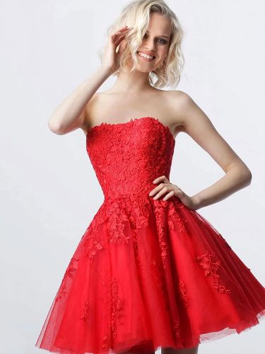 Robes de cocktail Mini robe bustier en dentelle Robe de soirée sexy - milanoo.com - Modalova