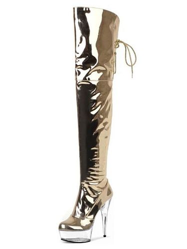 Bottes femme plateforme transparent talon haut à lacets - milanoo.com - Modalova