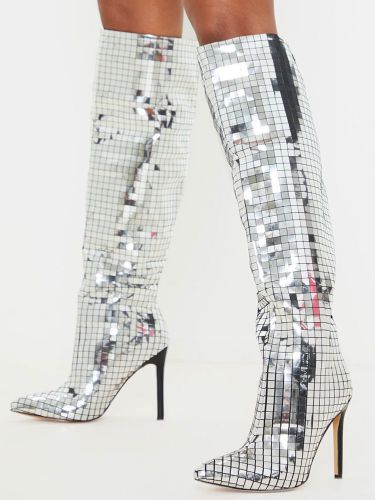 Cuissarde à Talons Hauts avec Bout Pointu Unicolore - milanoo.com - Modalova