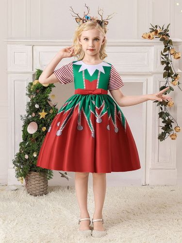 Robe de fête pour Noël en polyester en polyester polyester imprimé floral imprimement des vacances de Noël robe - milanoo.com - Modalova