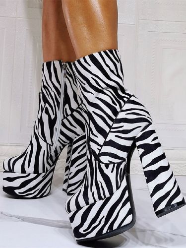 Bottines à Talons Hauts avec Plateforme avec Bout Rond Bicolores - milanoo.com - Modalova