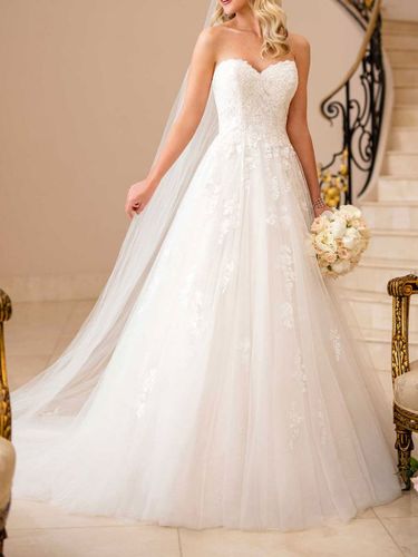 Robe de mariée grande taille robe de mariage bustier à traîne en dentelle - milanoo.com - Modalova