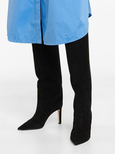 Bottes Mi-mollet à Talons Hauts avec Bout Pointu en Cuir Synthétique Unicolore - milanoo.com - Modalova