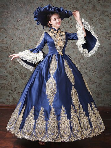 Robe Rococo Victorienne Dentelle Manches Longues Robe Classique - milanoo.com - Modalova