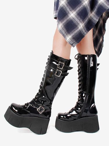 Bottes Lolita Steampunk Chaussures Lolita en cuir PU à bout carré - milanoo.com - Modalova