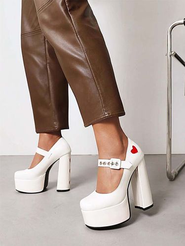 Escarpins à Talons Hauts avec Plateforme avec Bout Carré Unicolore - milanoo.com - Modalova