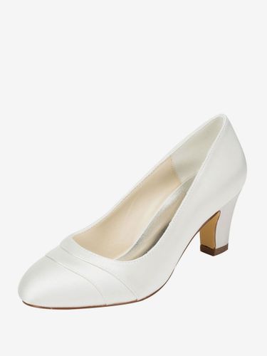 Chaussures de mariée ivoire en satin talon carré - milanoo.com - Modalova