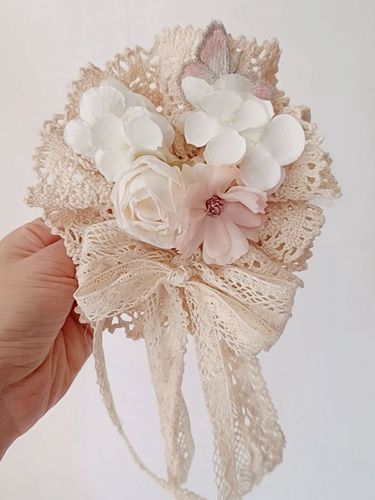 Sweet Lolita Accessoires Ecru Blanc Volants Fleurs Polyester Couvre-chef Divers - milanoo.com - Modalova