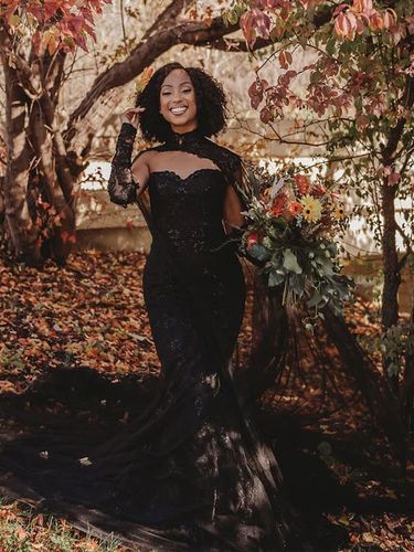 Robes de mariée sirène bustier dentelle dentelle à traîne - milanoo.com - Modalova