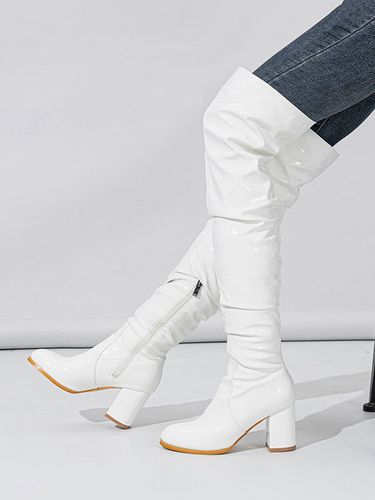 Cuissardes blanches à talons épais - milanoo.com - Modalova