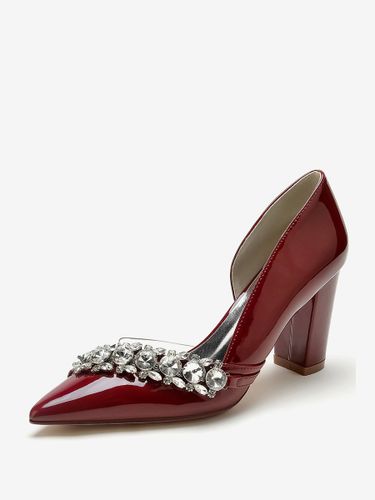 Chaussures De Mariage Sandales De Mère De Mariée Vernis Haut Bout Pointu Strass - milanoo.com - Modalova
