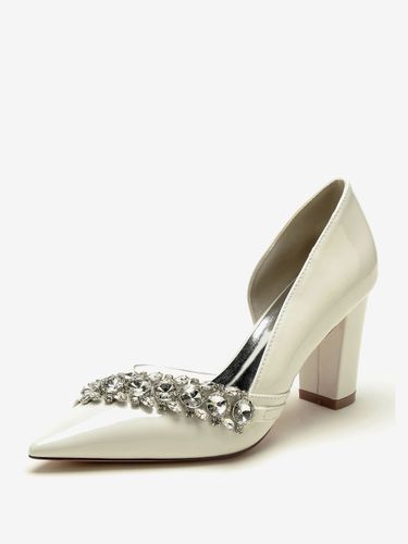 Chaussures De Mariage Sandales De Mère De Mariée Vernis Haut Bout Pointu Strass - milanoo.com - Modalova