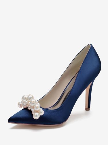 Chaussures de mariage à talons hauts Satin Bout pointu Perles Talon aiguille Escarpins de mariée - milanoo.com - Modalova