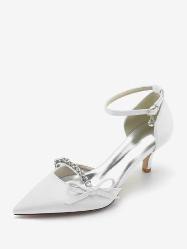 Chaussures de mariage en satin Bout pointu Strass Bow Escarpins de mariée - milanoo.com - Modalova
