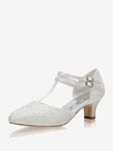 Chaussures de mariée bout rond talon bas boucle réglable - milanoo.com - Modalova