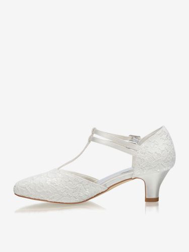 Chaussures de mariée bout rond talon bas boucle réglable - milanoo.com - Modalova