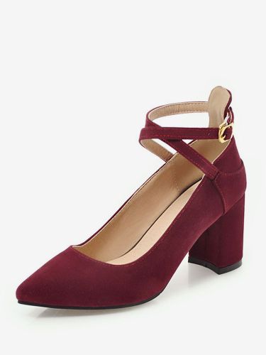 Escarpins à bout pointu en daim bordeaux à talons compensés - milanoo.com - Modalova