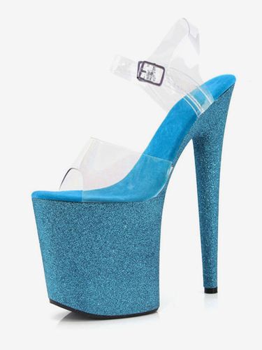 Sandales sexy à talons hauts Aqua PVC Bout ouvert supérieur Talon aiguille Bride à la cheville Talons - milanoo.com - Modalova