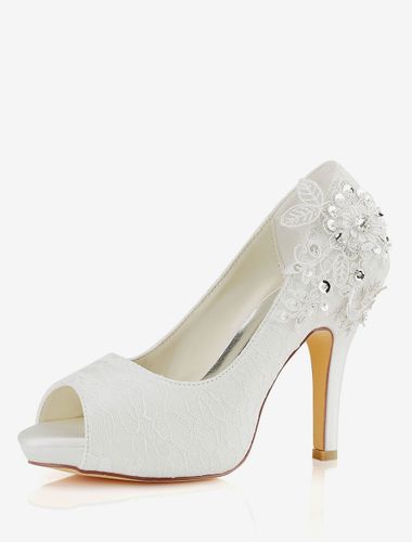 Chaussures de mariée en dentelle bout pointu talon haut - milanoo.com - Modalova