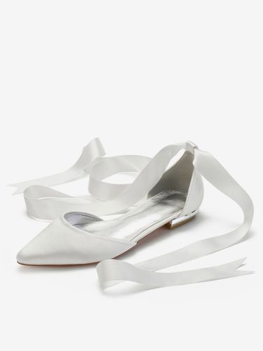 Chaussures de mariée plates ivoire à lacets bout pointu - milanoo.com - Modalova