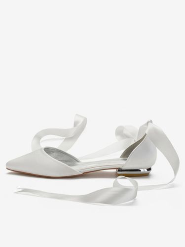 Chaussures de mariée plates ivoire à lacets bout pointu - milanoo.com - Modalova
