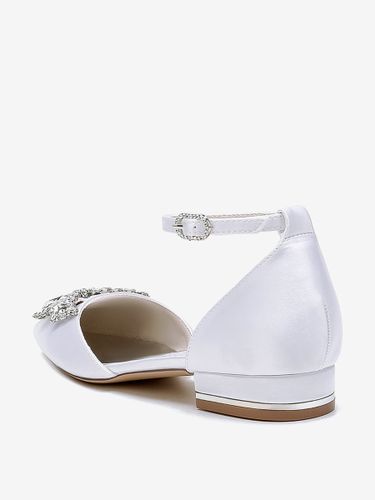 Chaussures de mariée Chaussures plates de mariage fleur en satin à bout pointu - milanoo.com - Modalova