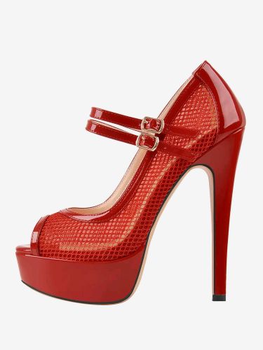 Escarpins sexy à talons hauts en maille avec sangle à bout ouvert et boucle réglable - milanoo.com - Modalova