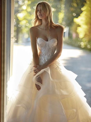 Robe de mariée princesse en dentelle bustier zip sur dos à traîne - milanoo.com - Modalova