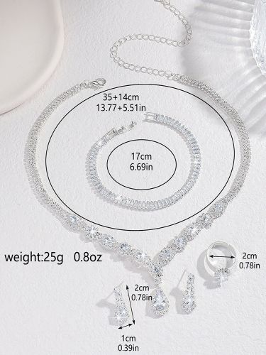Ensemble de bijoux de mariage à la mode diamant en métal Chic - milanoo.com - Modalova