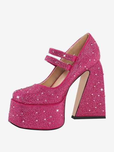 Escarpins À Talons Hauts Plateformes Strass Soirée s En Cuir PU - milanoo.com - Modalova