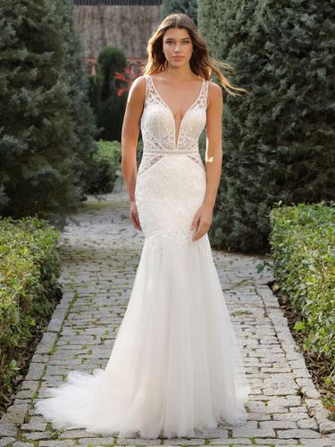 Robe de mariée sirène en dentelle sans manche dos nu à traîne - milanoo.com - Modalova