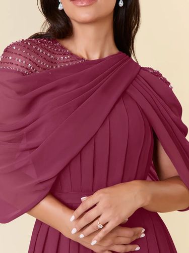 Robe de soirée pour mère de la mariée col bijou sans manches ligne a perles longueur au sol robes d\'invitées de mariage - milanoo.com - Modalova