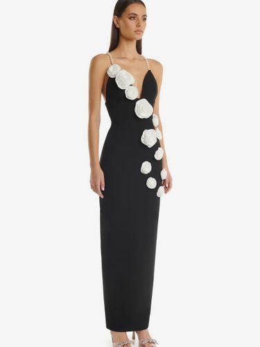 Avec robe de cocktail moderne longueur cheville robe de bal col en V fleurs polyester - milanoo.com - Modalova