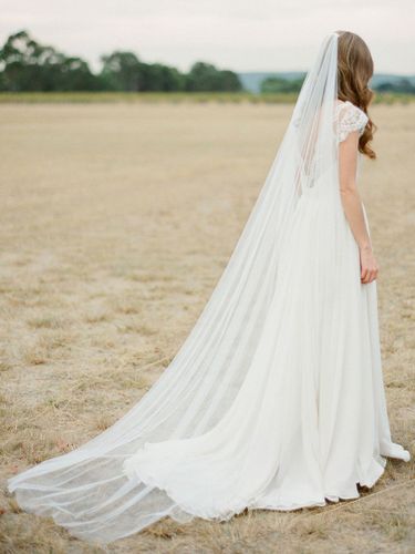 Voile 1 couche en tulle forme d'ovale Voile de mariée - milanoo.com - Modalova