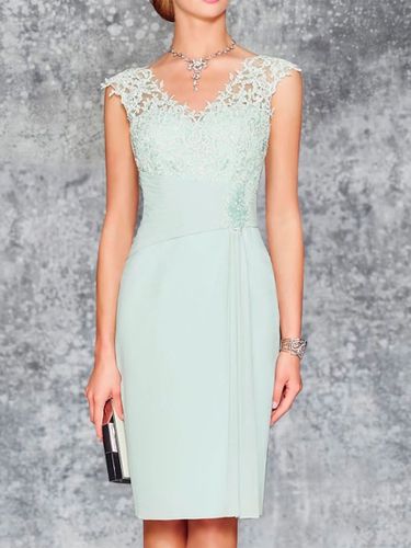 Robe de mère de mariée deux pièces robe col v sans manche veste manche longue - milanoo.com - Modalova