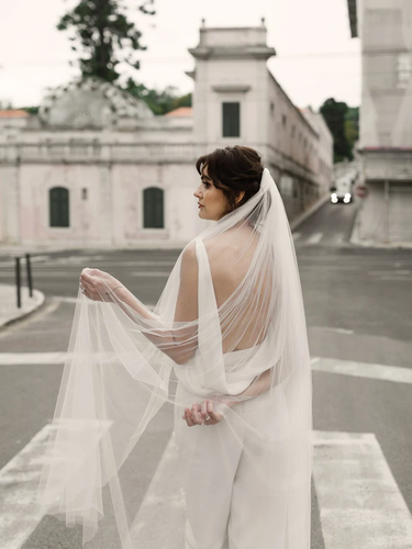 Voile de mariée en tulle délicat voile de mariée simple et long - milanoo.com - Modalova