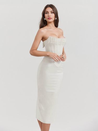 Robe Corset Frange Plissée À Lacets Dos Bal Fête D\'anniversaire Robes Midi - milanoo.com - Modalova