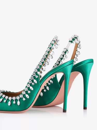Escarpins à bride arrière en satin à bout ouvert et strass chaussures de fête à talons hauts - milanoo.com - Modalova