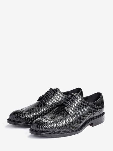 Chaussures habillées derbiess en cuir véritable gaufré python chaussures d'affaires formelles - milanoo.com - Modalova