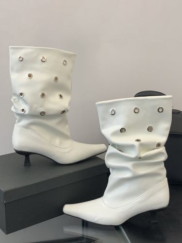 Bottines blanches à bout carré et boucle - milanoo.com - Modalova