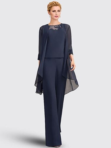 Robe mère de la mariée 3 pièces décolleté illusion manches 3/4 en dentelle pour invitée de mariage - milanoo.com - Modalova