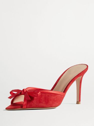 Mules à talons hautss en daim à bout ouvert avec nœud et talon aiguille et escarpins dos nu - milanoo.com - Modalova
