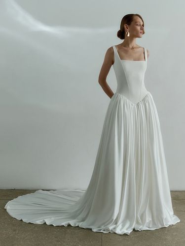 Robe de mariée simple taille basque robe de bal col carré sans manches 50 cm robes de mariée - milanoo.com - Modalova