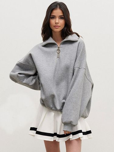 Sweat-shirt oversize à demi-zip avec épaules tombantes coupe décontractée hauts de printempss 2025 - milanoo.com - Modalova