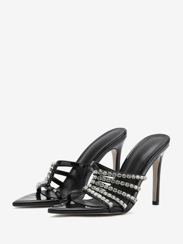 Mules à talons hauts bout ouvert strass talon aiguille escarpins à bride arrière - milanoo.com - Modalova