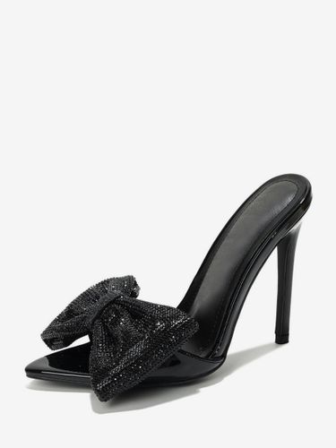 Mules à talons hauts avec strass et nœud bout ouvert escarpins à talons aiguilles et dos nu - milanoo.com - Modalova