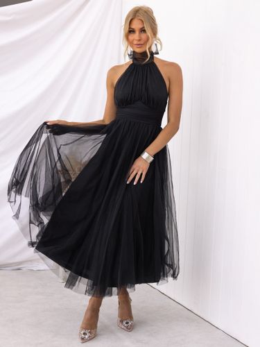 Robes De Soirée Robe Semi-formelle Violette Plissée À Col Haut Sans Manches - milanoo.com - Modalova
