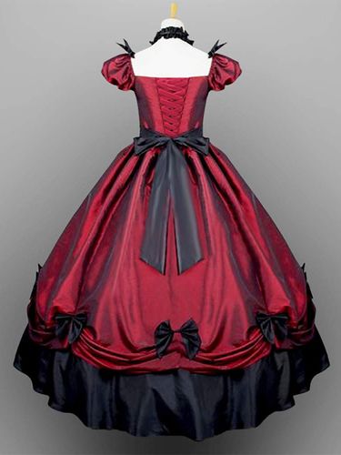 Robe Victorienne Bordeaux à Volants - Robe de Soirée Rococo à Manches Courtes Style Gothique Cérémonie - milanoo.com - Modalova