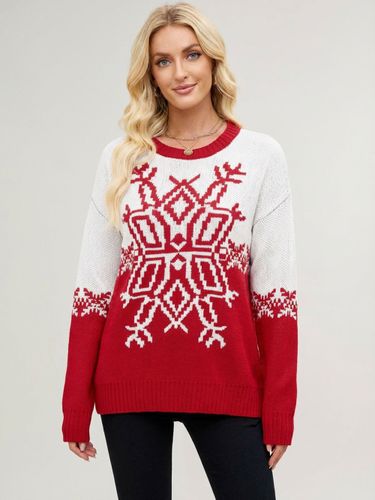 Pull de Noël à imprimé flocons de neige et blanc en maille 2026 - milanoo.com - Modalova