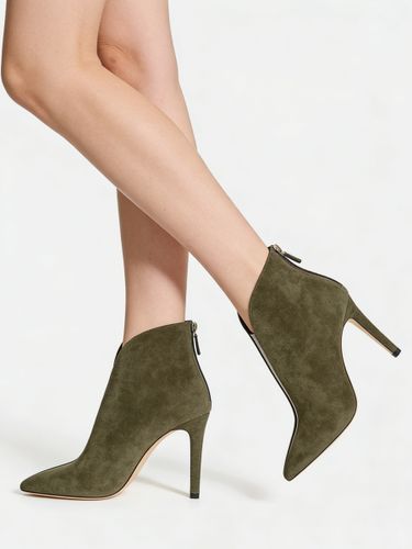 Bottines pour dames en daim bout pointu patchwork Zip Up Bottillons - milanoo.com - Modalova